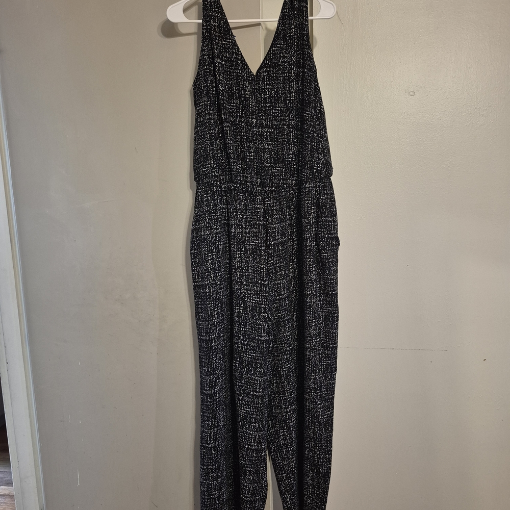 Apt. 9 Black & White Patterned Wide-Leg Jumpsuit